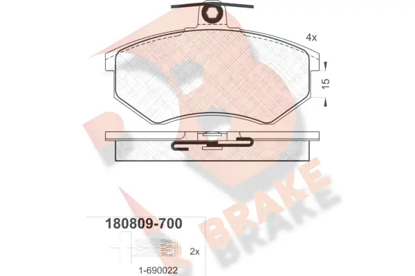Kit de plaquettes de frein, frein à disque R BRAKE RB0809-700