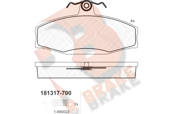Kit de plaquettes de frein, frein à disque R BRAKE RB1317-700