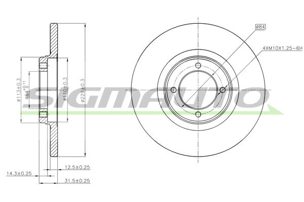 Disque de frein SIGMAUTO DBA049S
