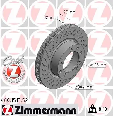 Disque de frein ZIMMERMANN 460.1513.52