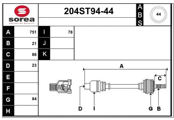 Arbre de transmission STARTCAR 204ST94-44