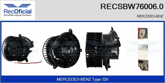 Pulseur d'air habitacle RECOFICIAL RECSBW76006.0