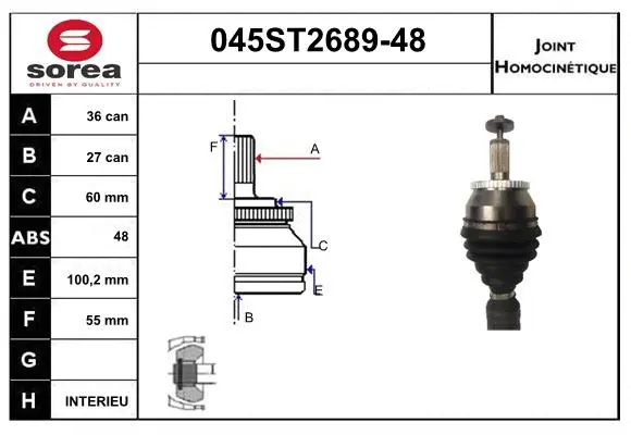 Jeu de joints, arbre de transmission STARTCAR 045ST2689-48