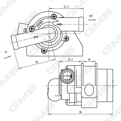 Pompe à eau auxiliaire (circuit d'eau de refroidiss.) GMB GEW-VW018
