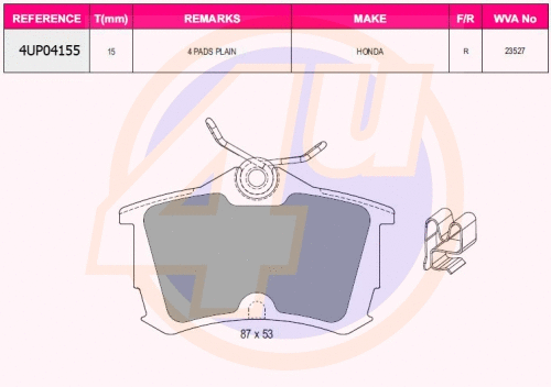 Kit de plaquettes de frein, frein à disque 4u 4UP04155