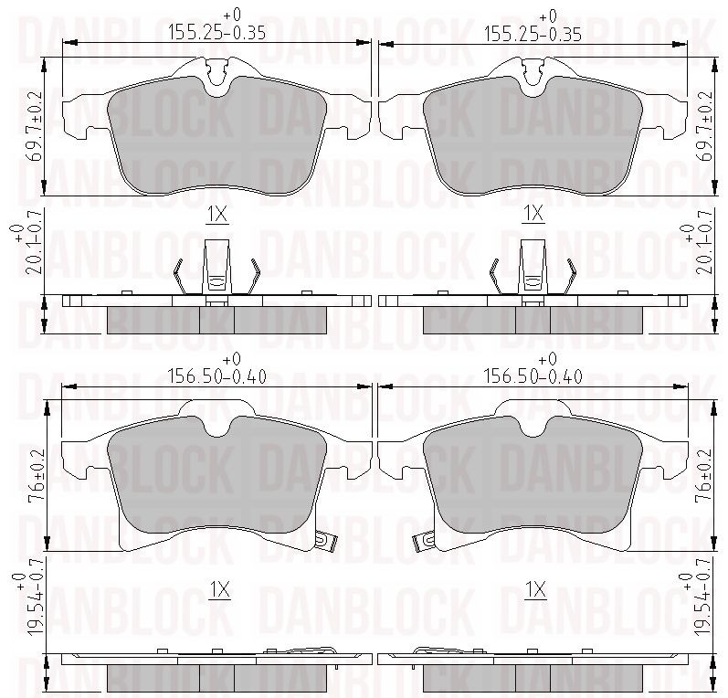 Kit de plaquettes de frein, frein à disque DANBLOCK DB 510412