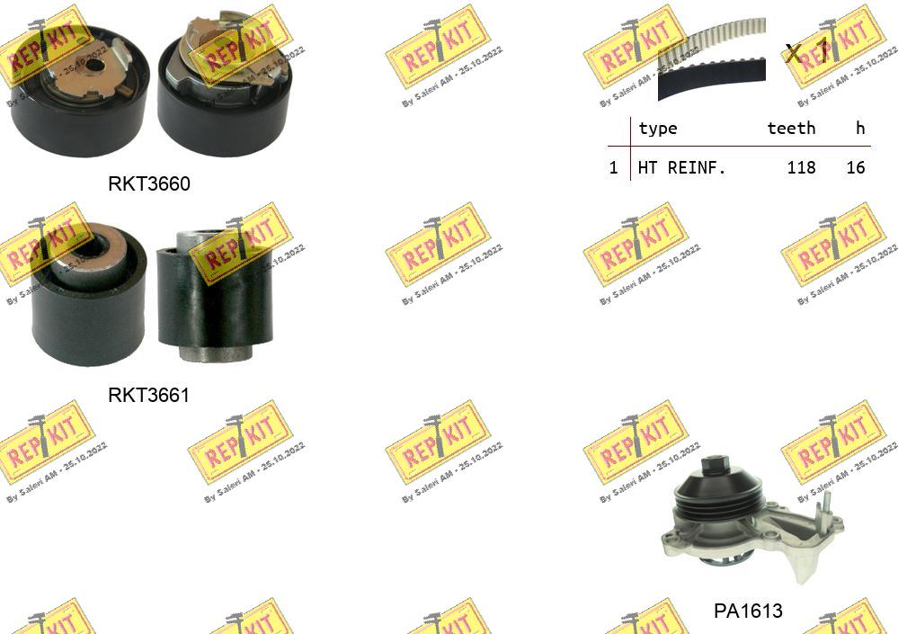Pompe à eau + kit de courroie crantée REPKIT RKTK1167PA2