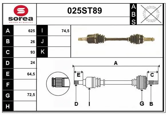 Arbre de transmission STARTCAR 025ST89