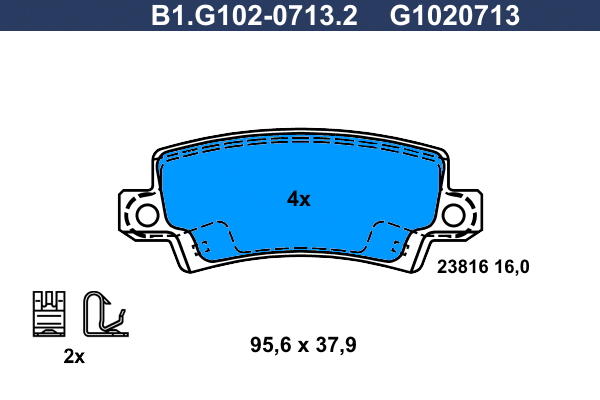 Kit de plaquettes de frein, frein à disque GALFER B1.G102-0713.2