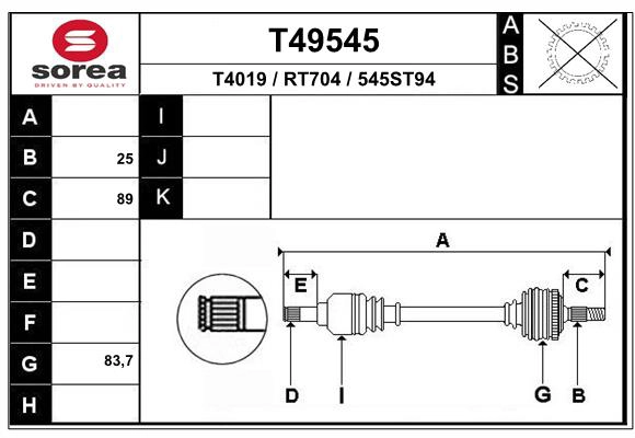 Arbre de transmission EAI T49545