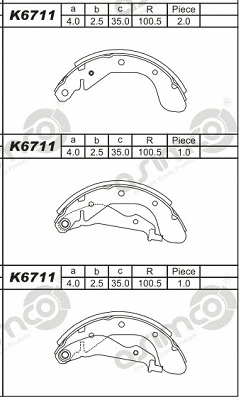 Jeu de mâchoires de frein ASIMCO K6711