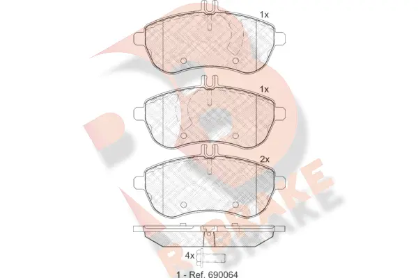 Kit de plaquettes de frein, frein à disque R BRAKE RB1821