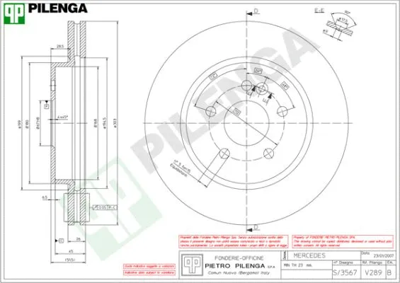 Disque de frein PILENGA V289