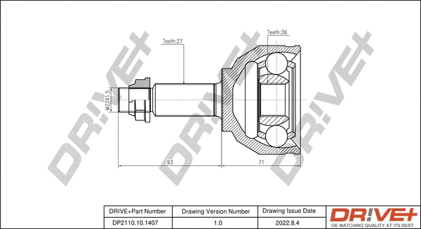 Jeu de joints, arbre de transmission Dr!ve+ DP2110.10.1407