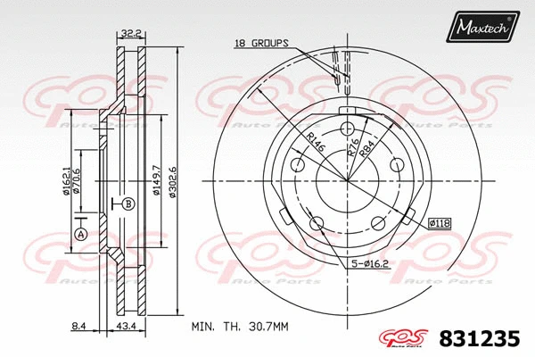 Disque de frein MAXTECH 831235