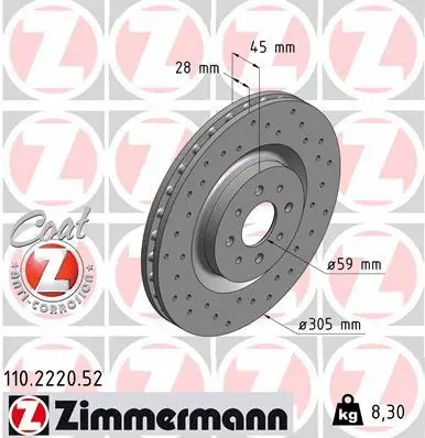 Disque de frein ZIMMERMANN 110.2220.52
