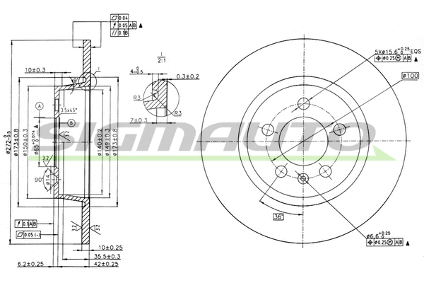 Disque de frein SIGMAUTO DBC691S