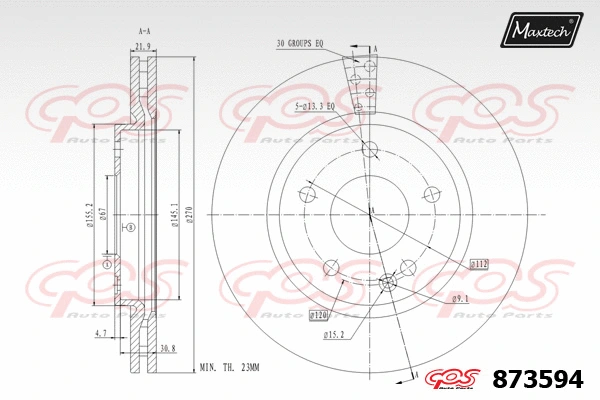 Disque de frein MAXTECH 873594