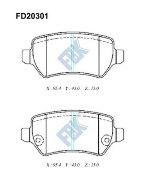 Kit de plaquettes de frein, frein à disque FBK FD20301