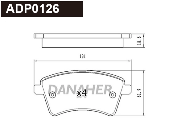 Kit de plaquettes de frein, frein à disque DANAHER ADP0126