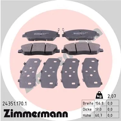 Kit de plaquettes de frein, frein à disque ZIMMERMANN 24351.170.1
