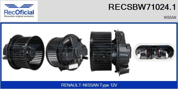 Pulseur d'air habitacle RECOFICIAL RECSBW71024.1