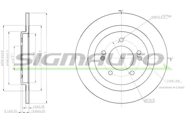Disque de frein SIGMAUTO DBC200S