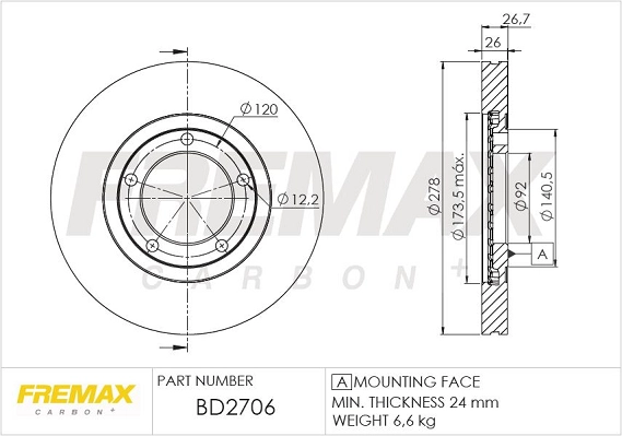 Disque de frein FREMAX BD-2706