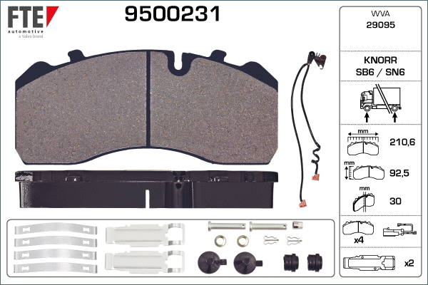 Kit de plaquettes de frein, frein à disque FTE 9500231