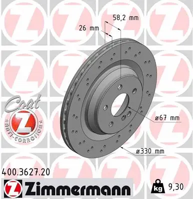 Disque de frein ZIMMERMANN 400.3627.20