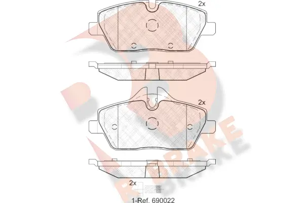 Kit de plaquettes de frein, frein à disque R BRAKE RB1662-202