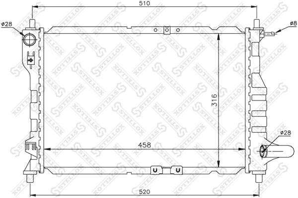 Radiateur, refroidissement du moteur STELLOX 10-25435-SX