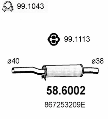 Silencieux central ASSO 58.6002