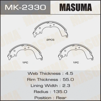 Jeu de mâchoires de frein MASUMA MK-2330