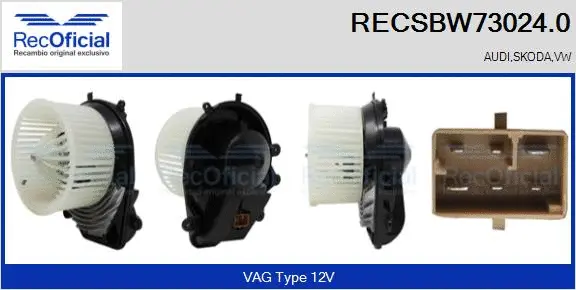 Pulseur d'air habitacle RECOFICIAL RECSBW73024.0
