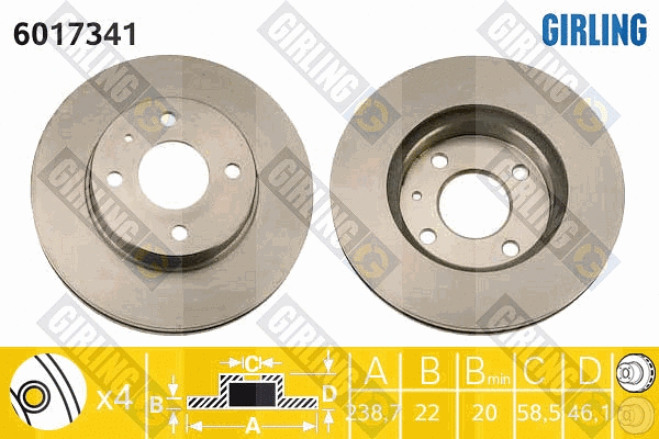 Disque de frein GIRLING 6017341