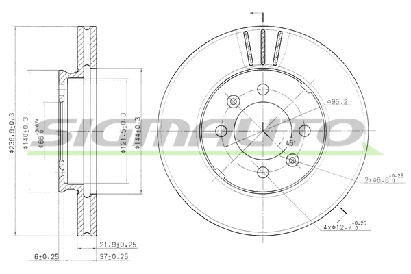 Disque de frein SIGMAUTO DBA189V