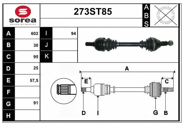 Arbre de transmission STARTCAR 273ST85