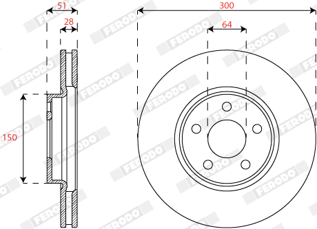 Disque de frein FERODO DDF2816C