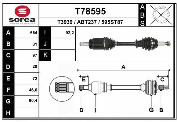 Arbre de transmission EAI T78595