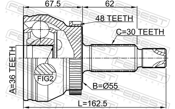 Jeu de joints, arbre de transmission FEBEST 2210-OPTA48