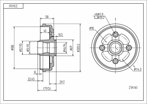 Tambour de frein HART 234 161