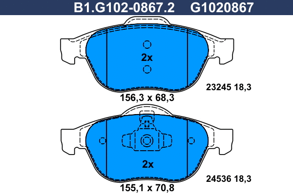 Kit de plaquettes de frein, frein à disque GALFER B1.G102-0867.2