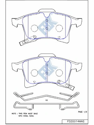 Kit de plaquettes de frein, frein à disque FBK FD20014MAS