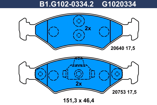 Kit de plaquettes de frein, frein à disque GALFER B1.G102-0334.2