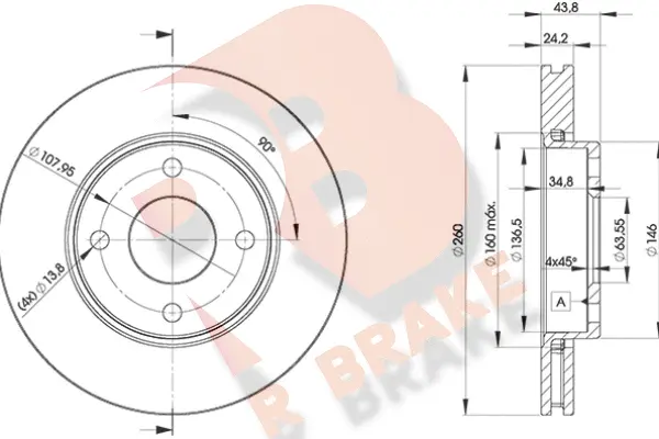Disque de frein R BRAKE 78RBD25950