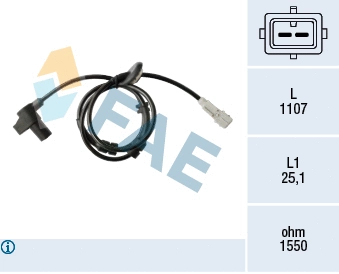 Capteur, vitesse de roue FAE 78372