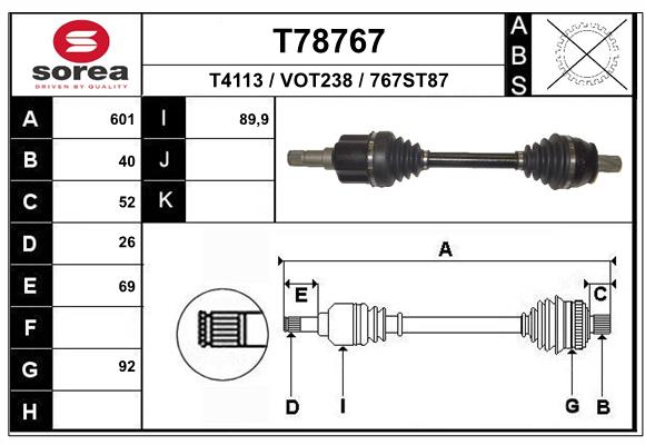 Arbre de transmission EAI T78767