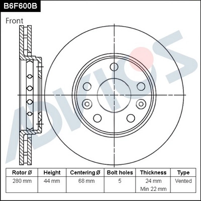 Disque de frein ADVICS B6F600B