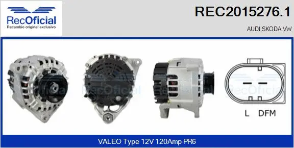 Alternateur RECOFICIAL REC2015276.1